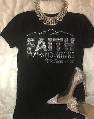 Faith Moves Mountains Rhinestone T-Shirt